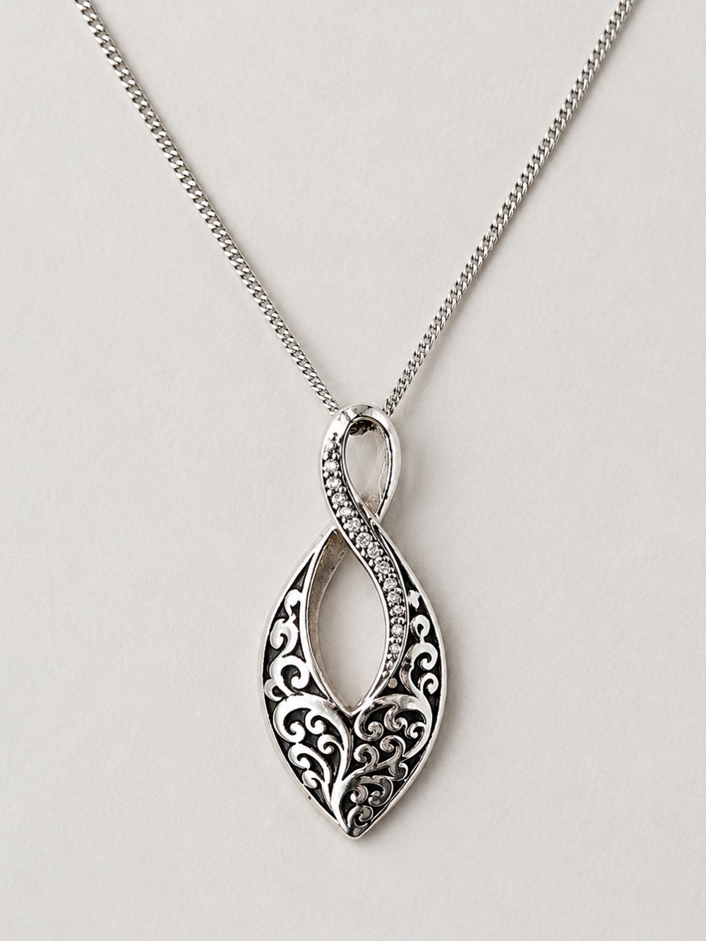 LOIS HILL Twisted Open Diamond Pendant On Sterling Silver Chain Necklace NWOT
